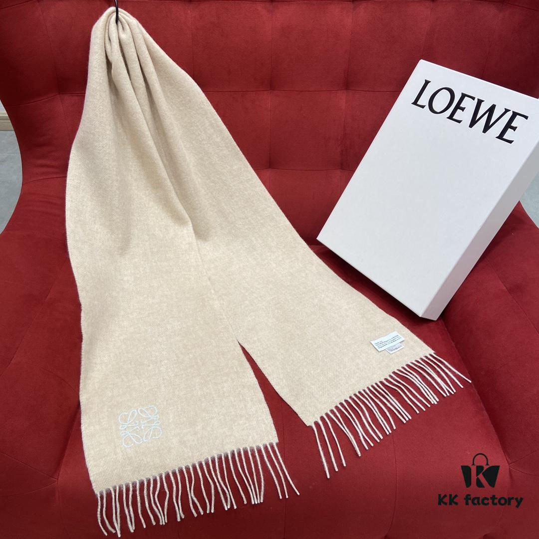 Beige LOEWE Classic Unisex Scarf – Winter Must-Have – 90% Wool 10% Cashmere, Warm and Soft, 30*180CM