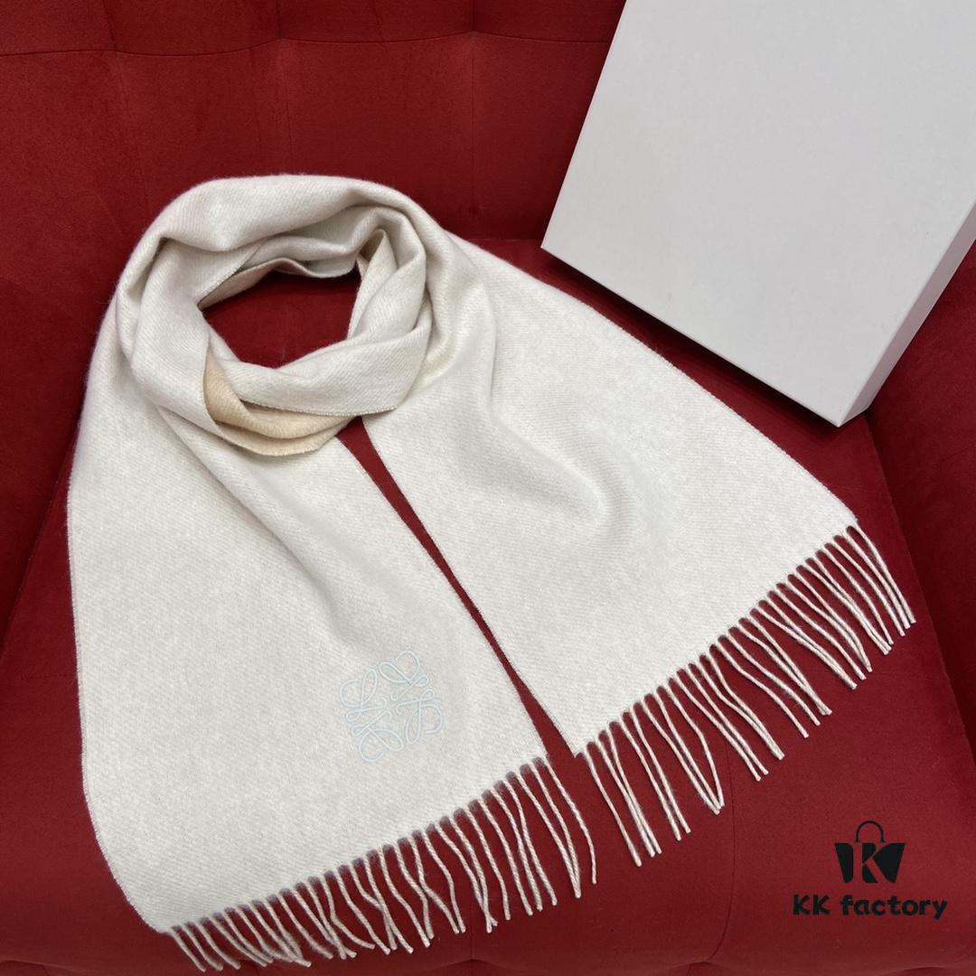 Beige LOEWE Classic Unisex Scarf – Winter Must-Have – 90% Wool 10% Cashmere, Warm and Soft, 30*180CM