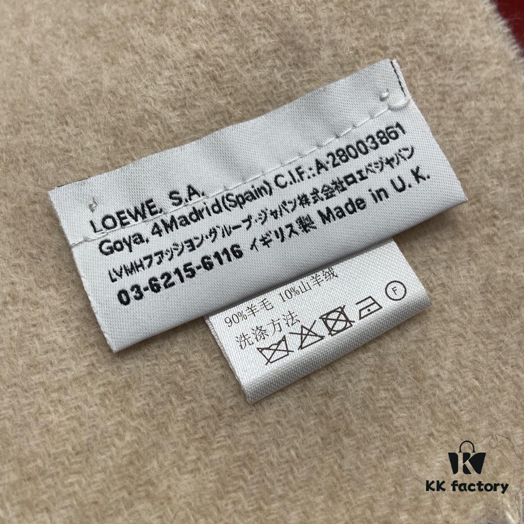 Beige LOEWE Classic Unisex Scarf – Winter Must-Have – 90% Wool 10% Cashmere, Warm and Soft, 30*180CM