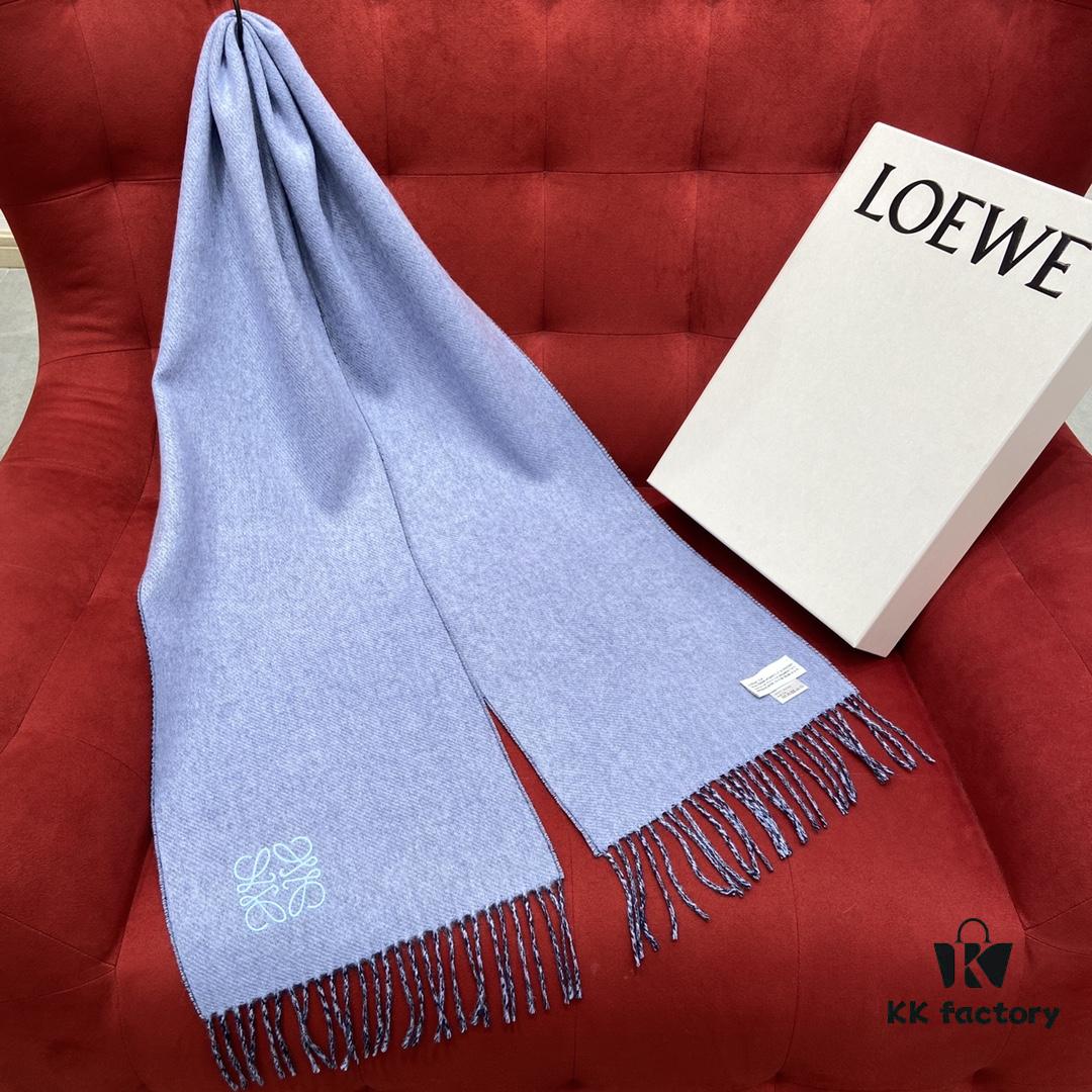 Navy Blue LOEWE Classic Unisex Scarf – Winter Must-Have – 90% Wool + 10% Cashmere, Warm and Soft, 30x180CM