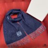 Navy Blue LOEWE Classic Unisex Scarf – Winter Must-Have – 90% Wool + 10% Cashmere, Warm and Soft, 30x180CM
