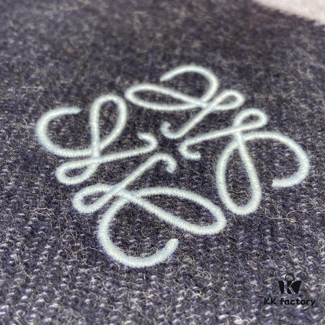 Navy Blue LOEWE Classic Unisex Scarf – Winter Must-Have – 90% Wool + 10% Cashmere, Warm and Soft, 30x180CM