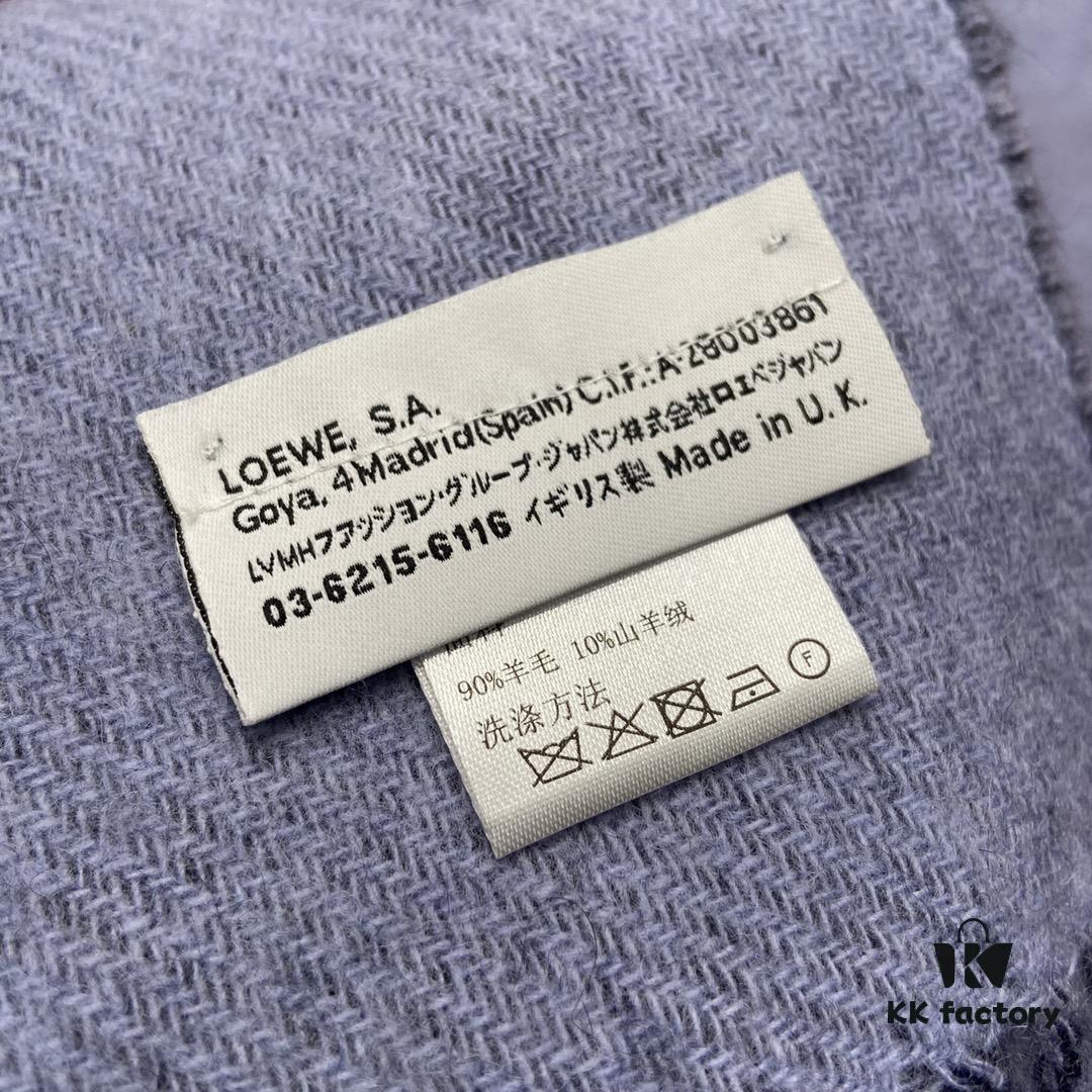 Navy Blue LOEWE Classic Unisex Scarf – Winter Must-Have – 90% Wool + 10% Cashmere, Warm and Soft, 30x180CM