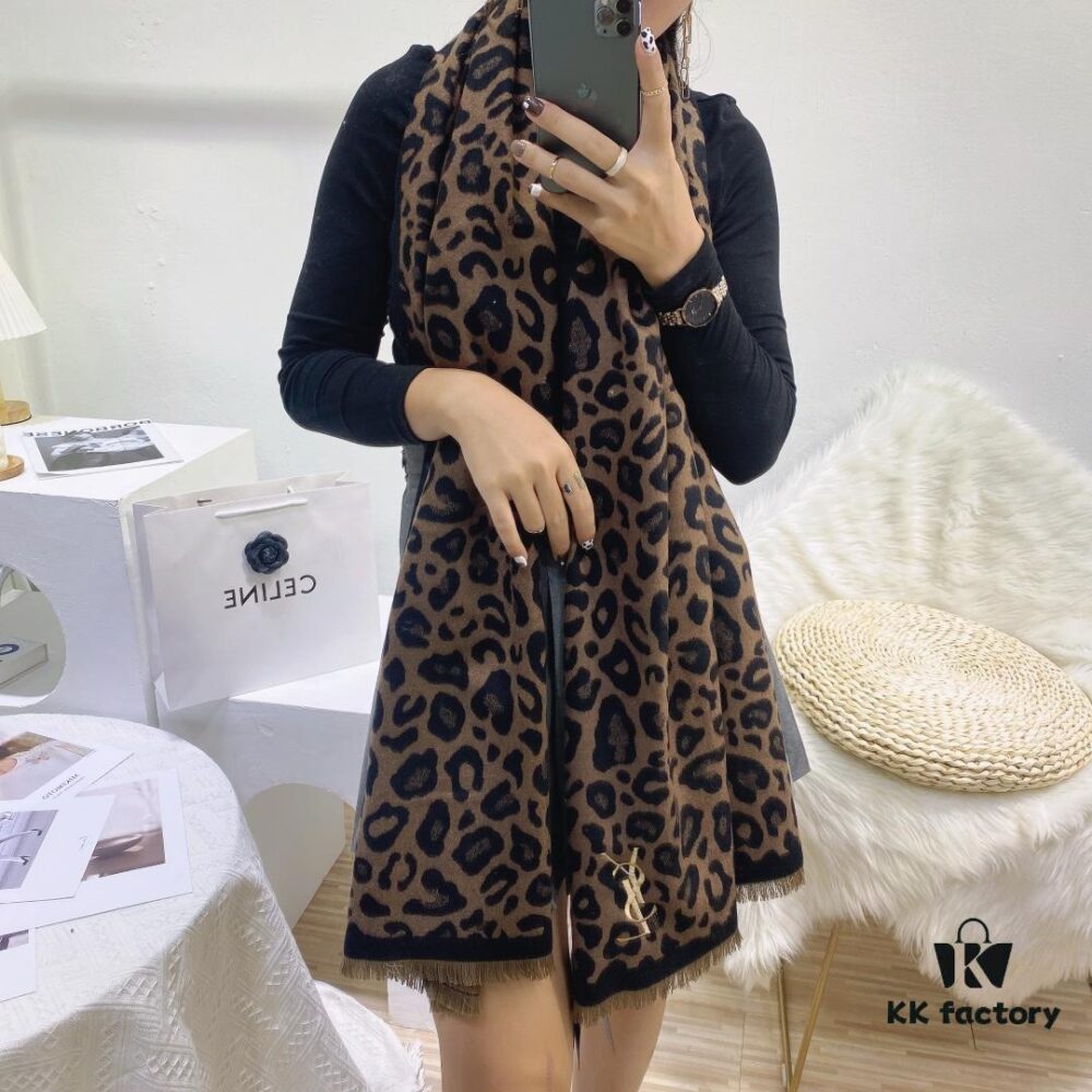 Cashmere High Quality Exquisite Embroidery YSL Saint Laurent Solid Color Premium 3D Embroidered Scarf