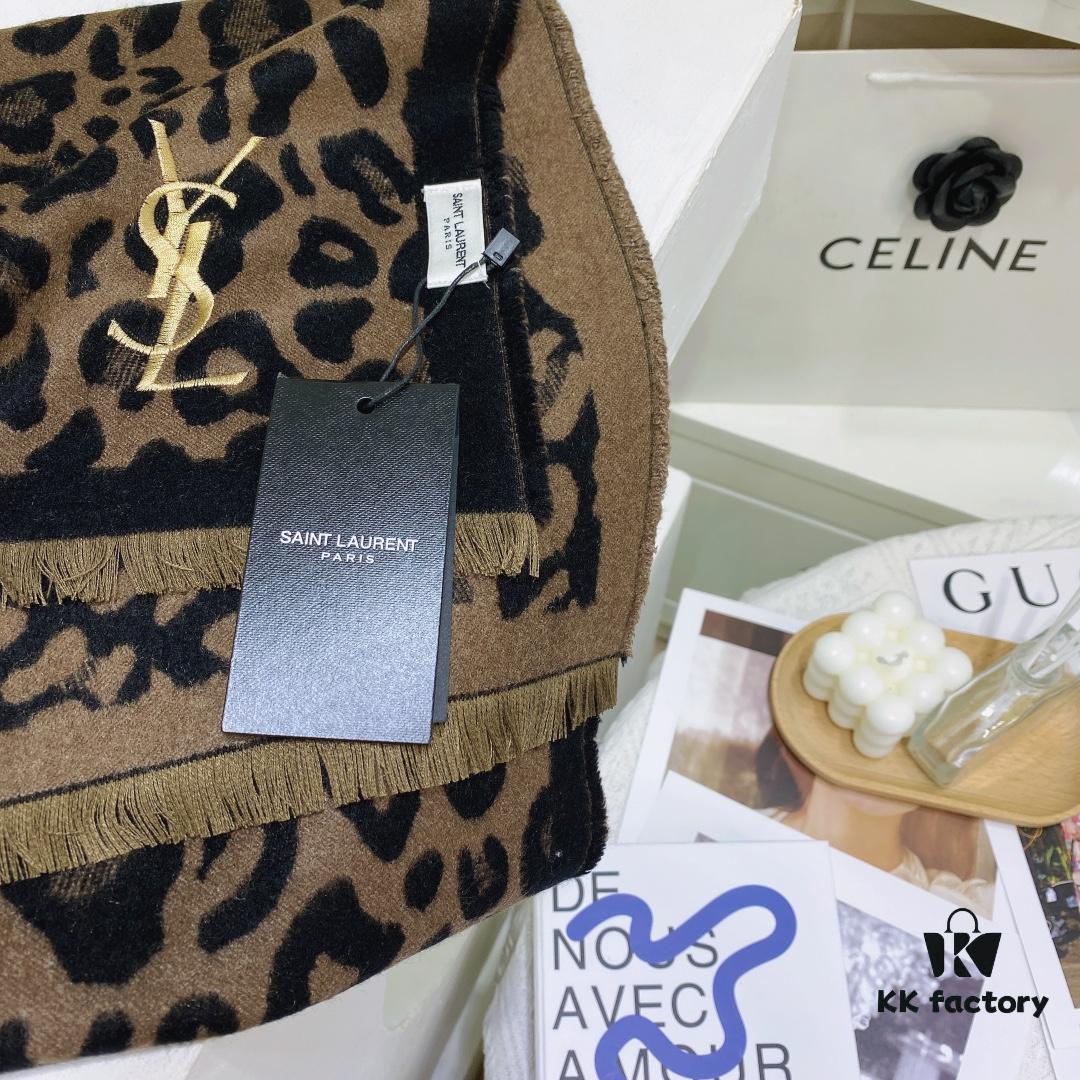 Cashmere High Quality Exquisite Embroidery YSL Saint Laurent Solid Color Premium 3D Embroidered Scarf