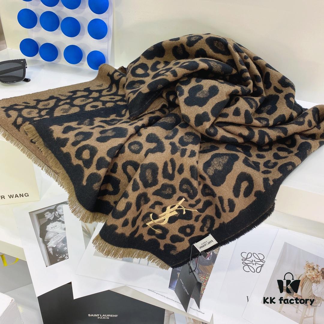 Cashmere High Quality Exquisite Embroidery YSL Saint Laurent Solid Color Premium 3D Embroidered Scarf