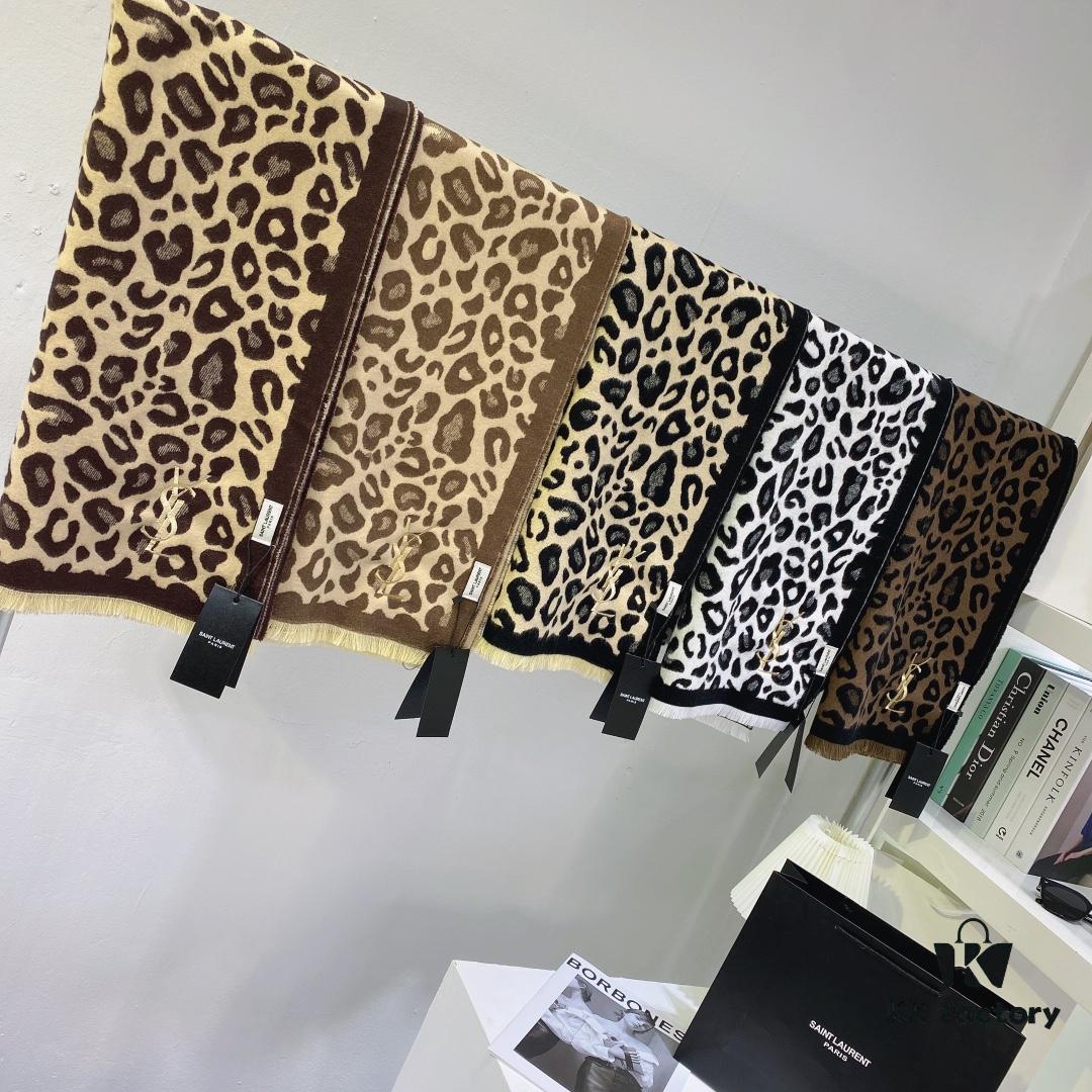 Cashmere High Quality Exquisite Embroidery YSL Saint Laurent Solid Color Premium 3D Embroidered Scarf