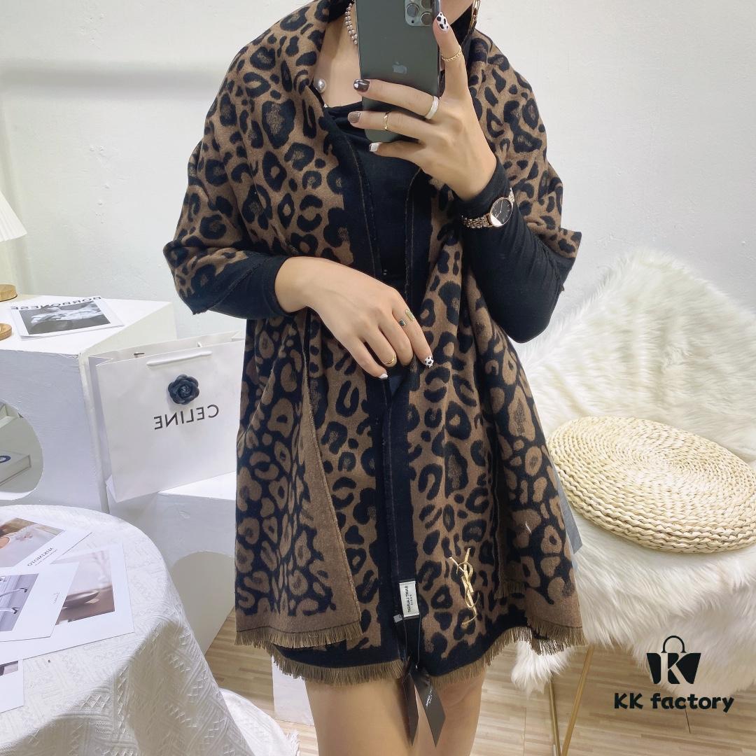 Cashmere High Quality Exquisite Embroidery YSL Saint Laurent Solid Color Premium 3D Embroidered Scarf