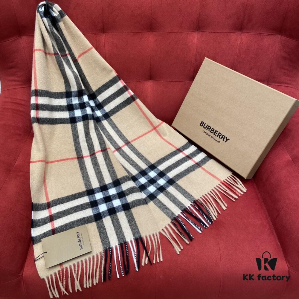 【Collector's Beige】 BURBERRY Classic Entry-Level Bestseller, Timeless Plaid Design, Simple and Elegant Unisex Scarf, An Everlasting Fashion Piece – Upgraded Version with No Color Difference, Original Factory Yarn Material – Size: 168*30cm
