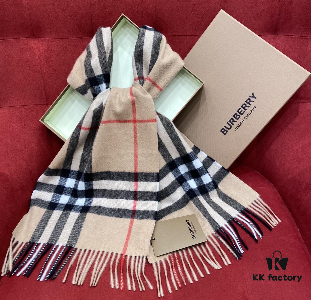 【Collector's Beige】 BURBERRY Classic Entry-Level Bestseller, Timeless Plaid Design, Simple and Elegant Unisex Scarf, An Everlasting Fashion Piece – Upgraded Version with No Color Difference, Original Factory Yarn Material – Size: 168*30cm