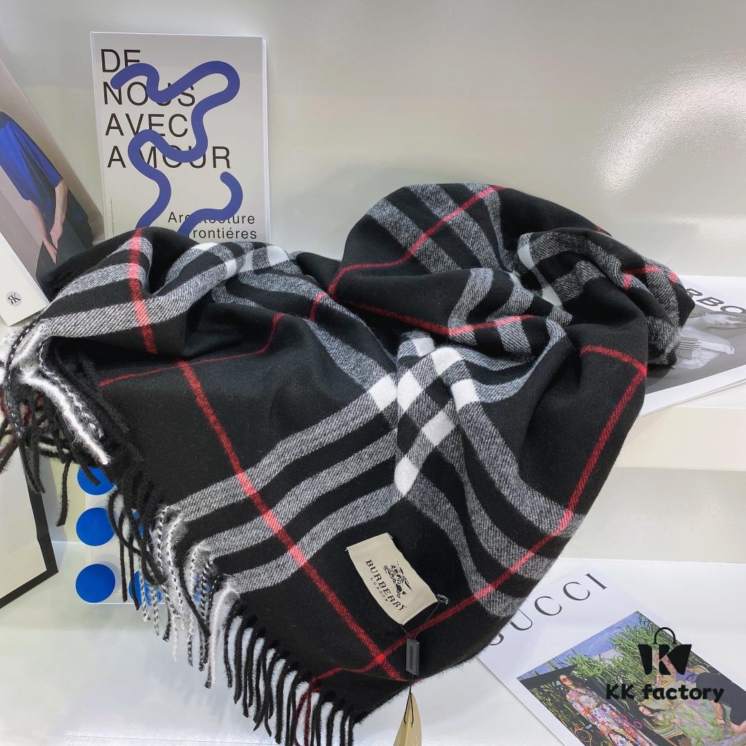 Burberry Classic Wide Plaid Wool Cashmere Blend Oversized Shawl