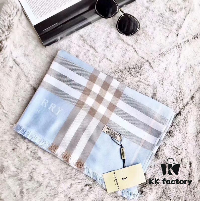 Luxury BURBERRY Cashmere Rectangular Shawl with Iconic Equestrian Logo, 180*70CM, 11 Colors Available