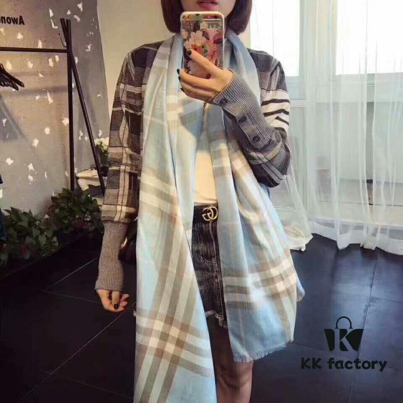 Luxury BURBERRY Cashmere Rectangular Shawl with Iconic Equestrian Logo, 180*70CM, 11 Colors Available