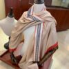 Burberry New Scarf – Elegant Solid Color with Subtle Stripes, Silk-Cashmere Blend, Lightweight and Warm