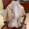 Burberry New Scarf – Elegant Solid Color with Subtle Stripes, Silk-Cashmere Blend, Lightweight and Warm