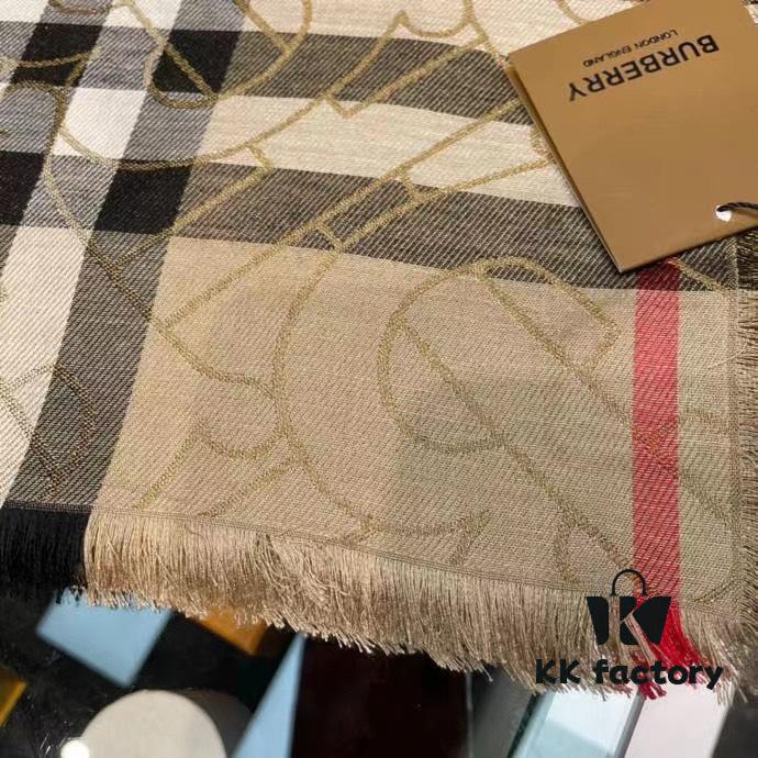 Versatile and Stylish Metallic Logo Plaid Scarf from Bu – New Arrival