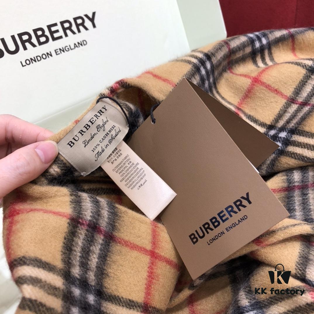 Burberry Classic Fringe Double-Sided Cashmere Shawl - Vintage Oversized Shawl, Stylish and Practical, 100% Cashmere, Soft and Delicate, Non-Irritating, Fashionable and Warm