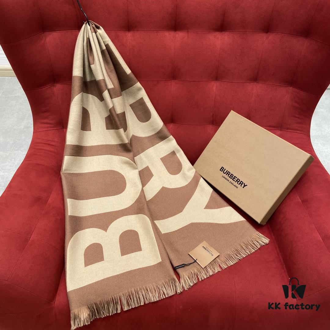 Camel Color BURBERRY Stylish Scarf Can Perfectly Accentuate Your Outfit – Even Transform the Ordinary into Extraordinary, Classic Large Logo Scarf, 100% Wool, 33*188cm