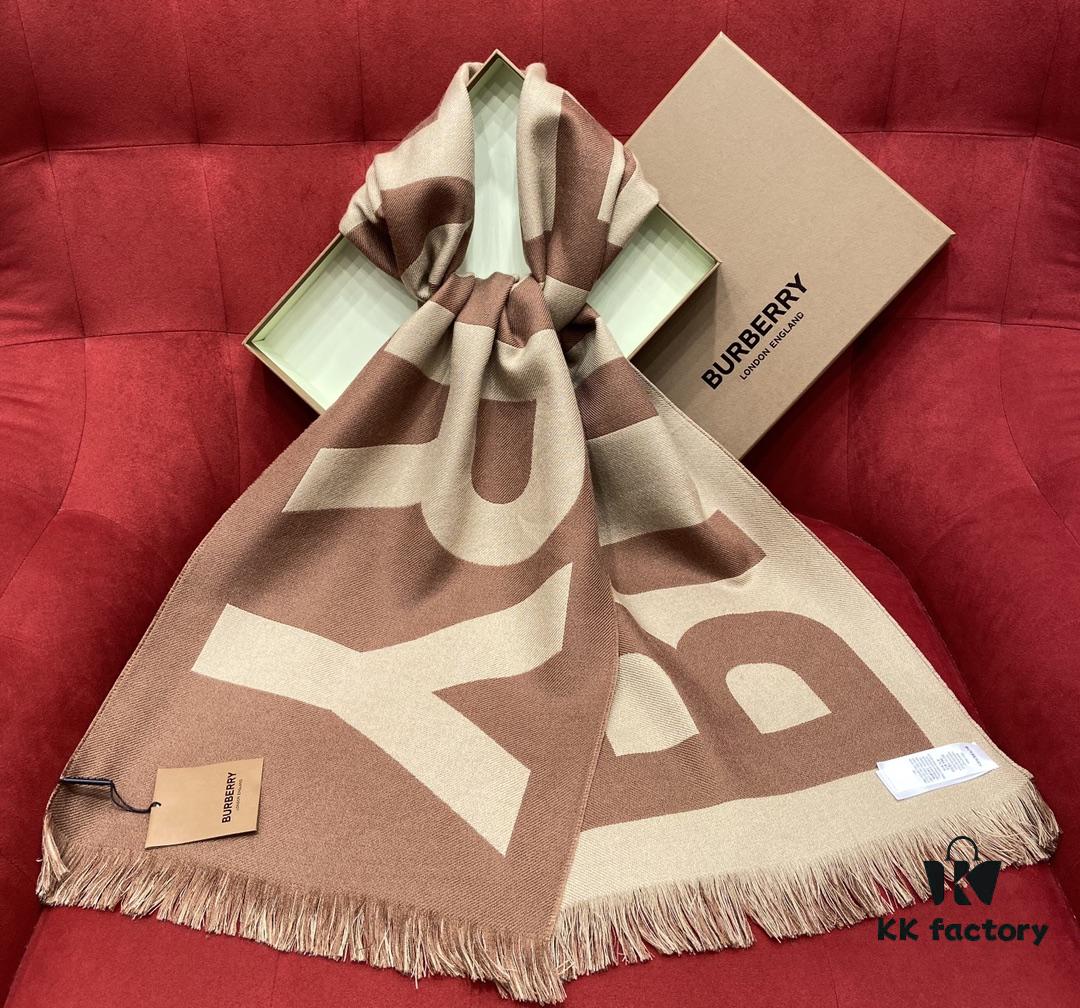 Camel Color BURBERRY Stylish Scarf Can Perfectly Accentuate Your Outfit – Even Transform the Ordinary into Extraordinary, Classic Large Logo Scarf, 100% Wool, 33*188cm
