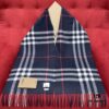 Navy Blue BURBERRY Classic Entry-Level Bestseller, Timeless Check Pattern, Simple and Elegant Unisex Scarf