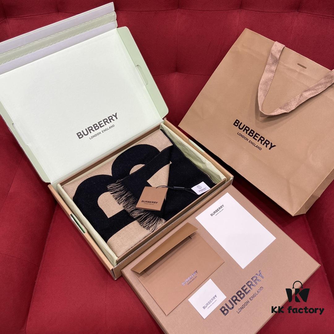 Black Coffee Color BURBERRY Classic Monogram Wool Scarf 100% Wool 33*188cm