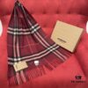 Burgundy Burberry Classic Entry-Level Bestseller, Timeless Check Pattern, Simple and Elegant Unisex Scarf – A Never-Outdated Accessory. Upgraded with No Color Difference, Original Factory Yarn Material. Size: 168*30cm