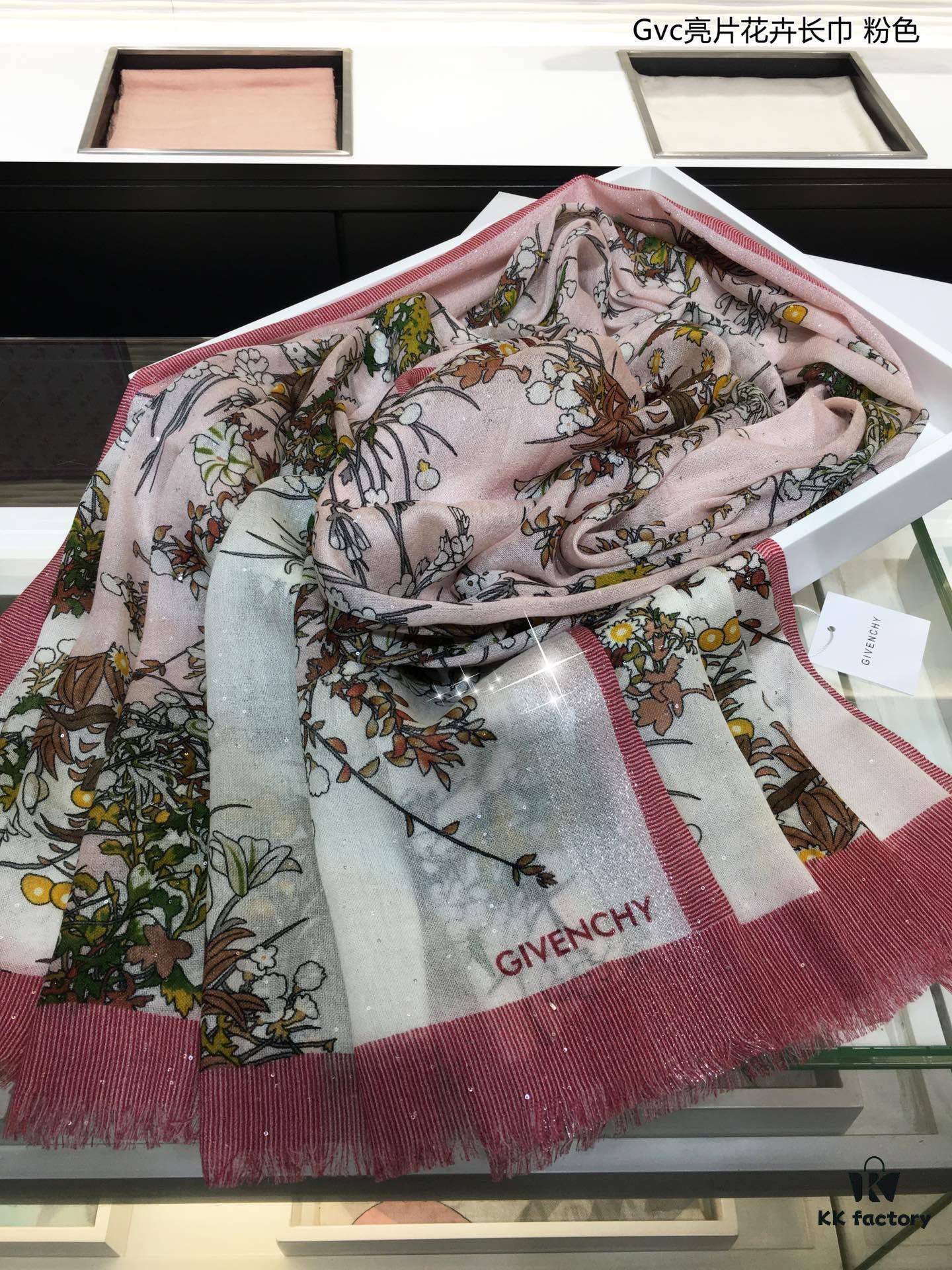 Glowing Gvc Sequin Floral Cashmere Scarf - Premium Pure Cashmere with Silver Thread, Exclusive New Arrival