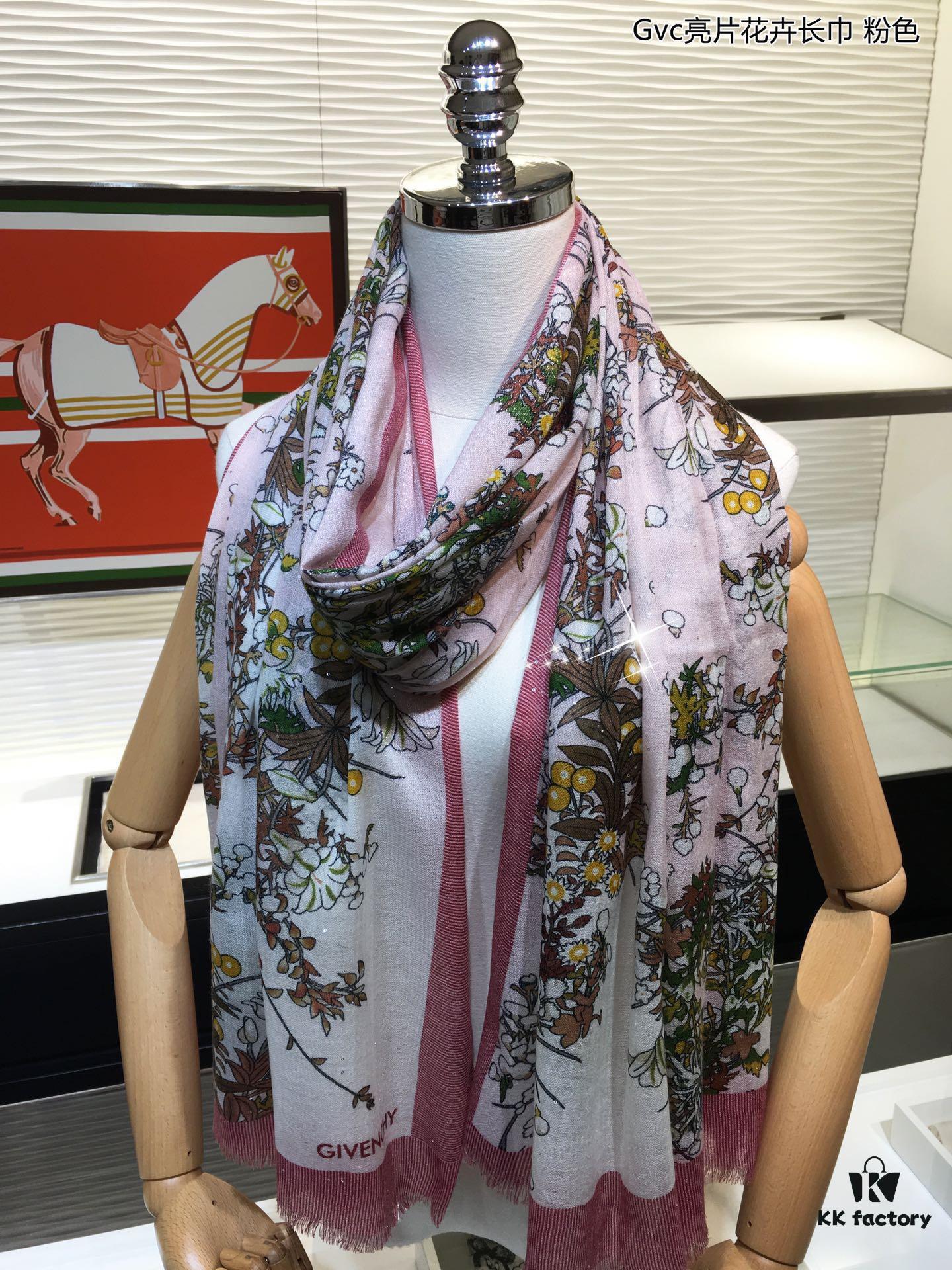 Glowing Gvc Sequin Floral Cashmere Scarf - Premium Pure Cashmere with Silver Thread, Exclusive New Arrival