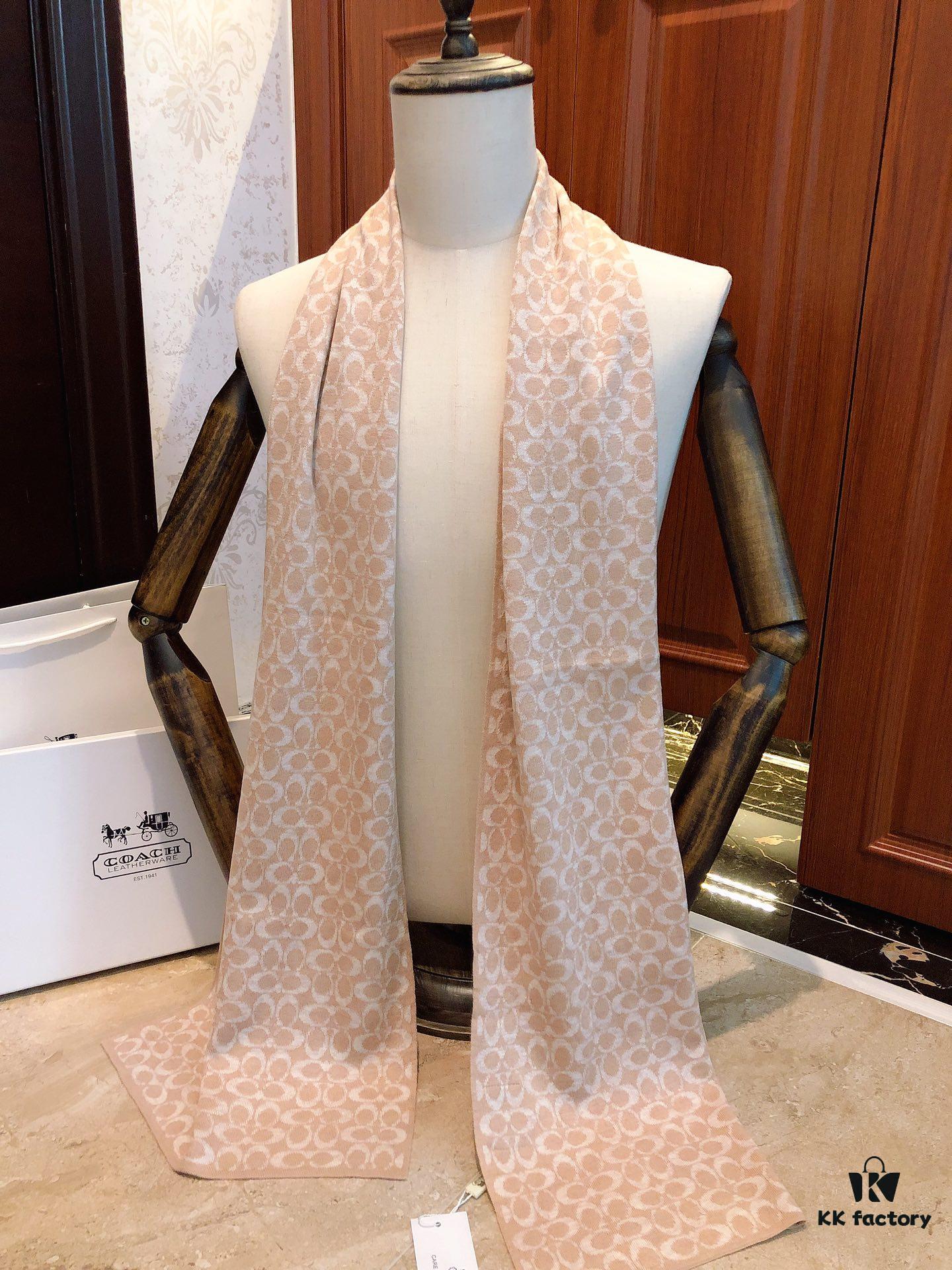 Coach Cashmere Knit Scarf for Men, Timeless Classic Design, High-End Wool Blend, Versatile and Elegant