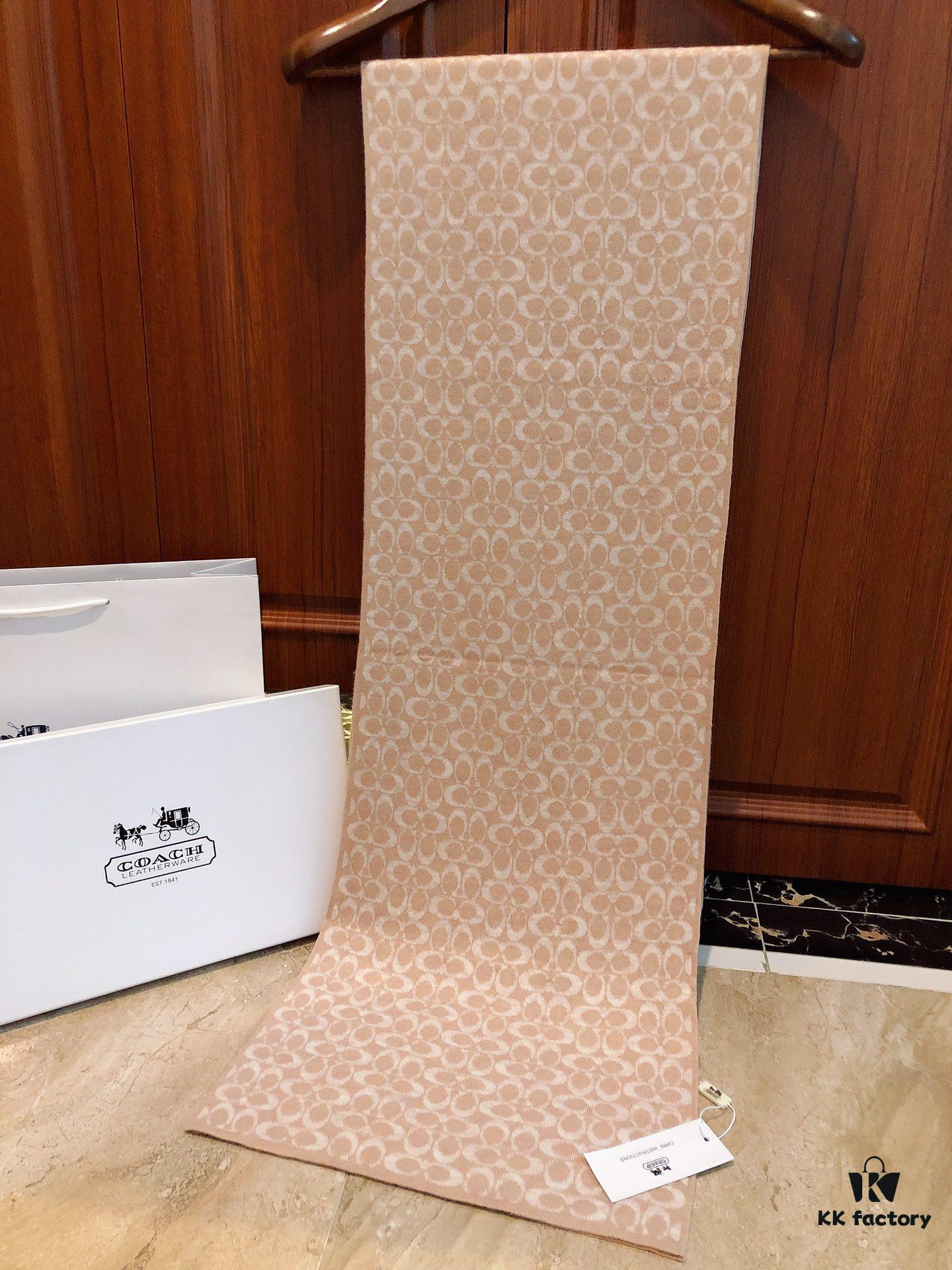 Coach Cashmere Knit Scarf for Men, Timeless Classic Design, High-End Wool Blend, Versatile and Elegant