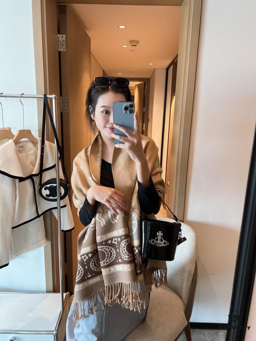 Coach Carriage Gradient Scarf with Floral Pattern