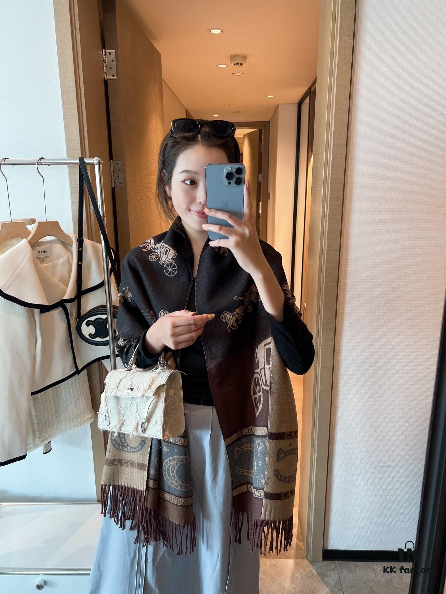 Coach Carriage Gradient Scarf with Floral Pattern