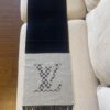 LV Latest Black and Gray Men's Cashmere Scarf with Two-Tone Design