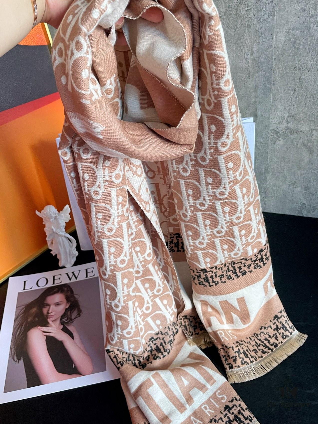 Dior Five-star Patchwork Scarf Khaki