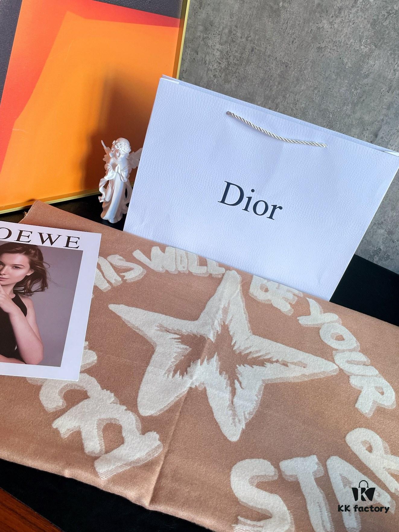 Dior Five-star Patchwork Scarf Khaki