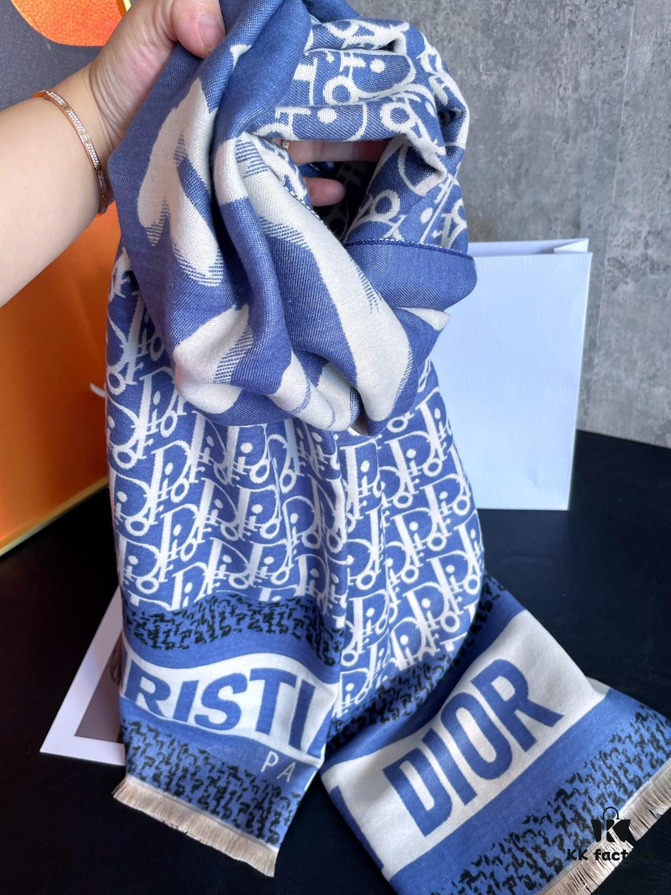Dior Blue Five-Star Patchwork Scarf