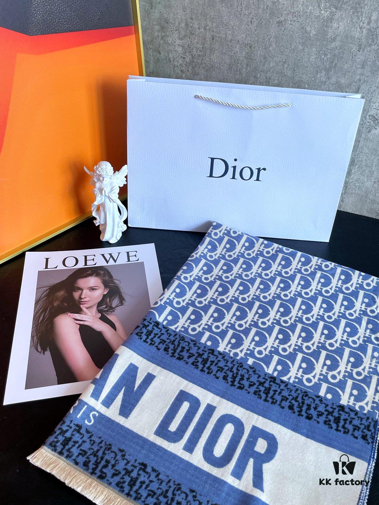 Dior Blue Five-Star Patchwork Scarf