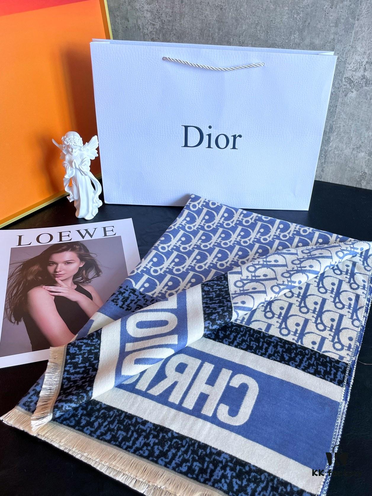 Dior Blue Five-Star Patchwork Scarf