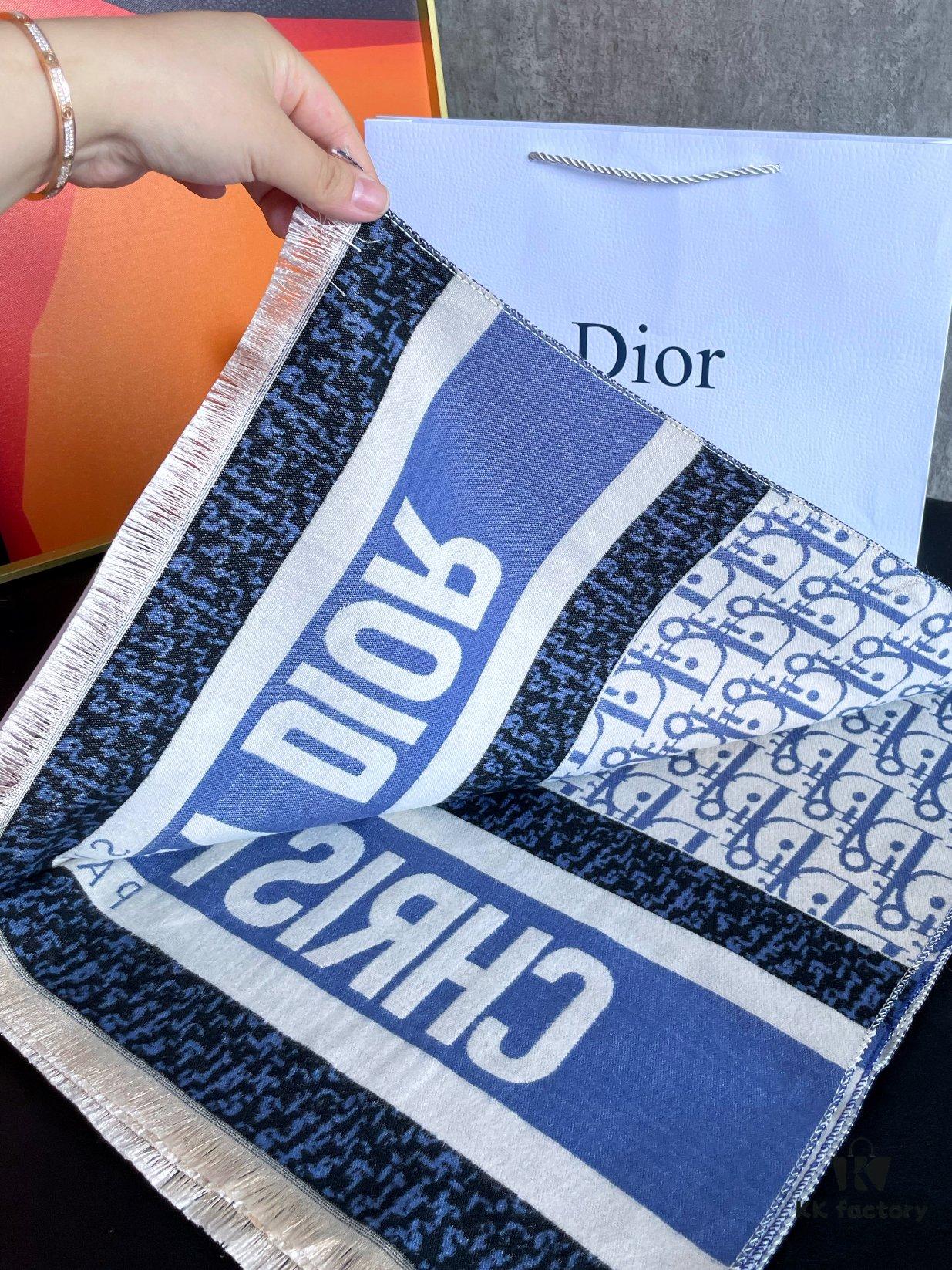 Dior Blue Five-Star Patchwork Scarf