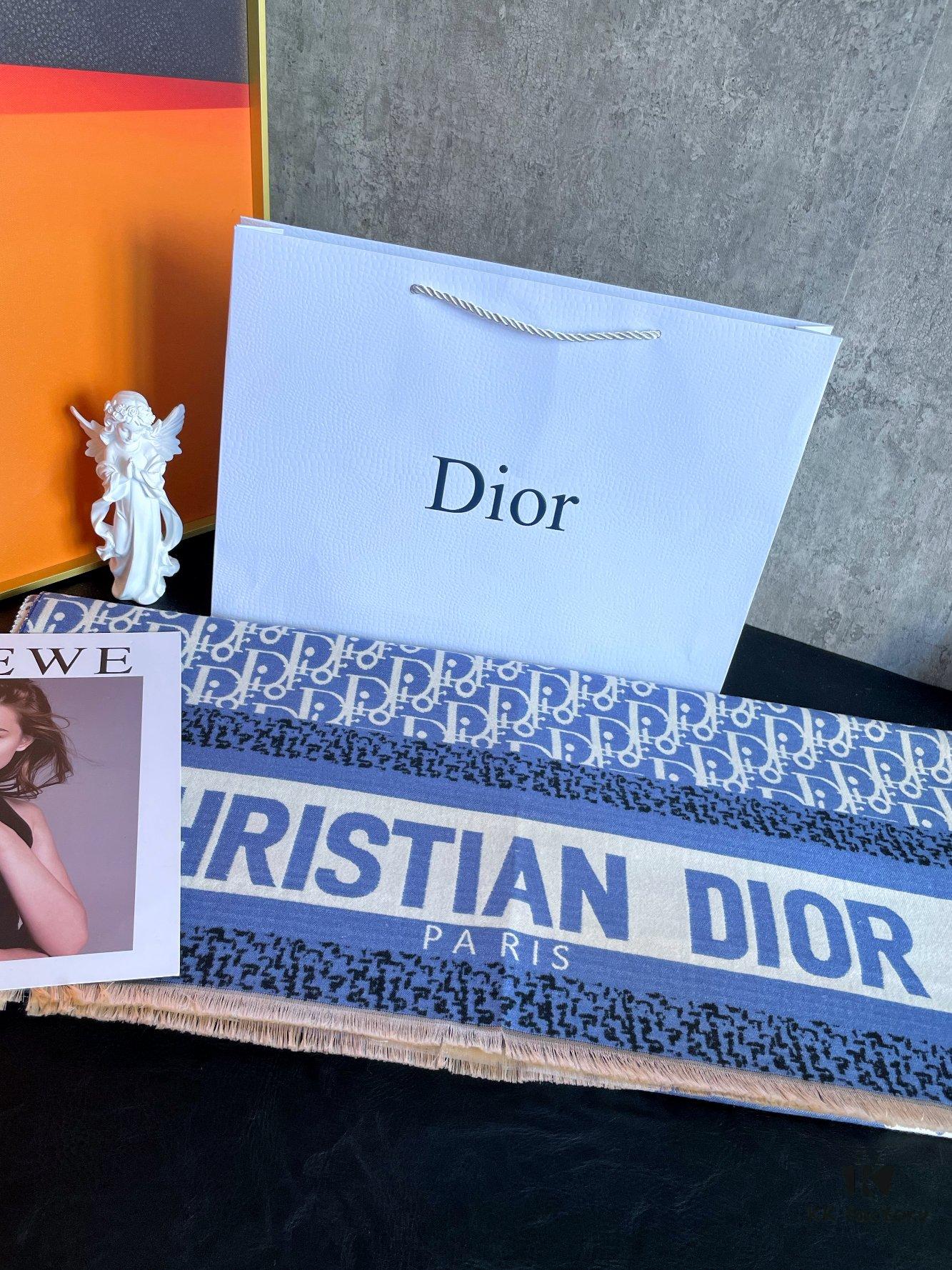 Dior Blue Five-Star Patchwork Scarf