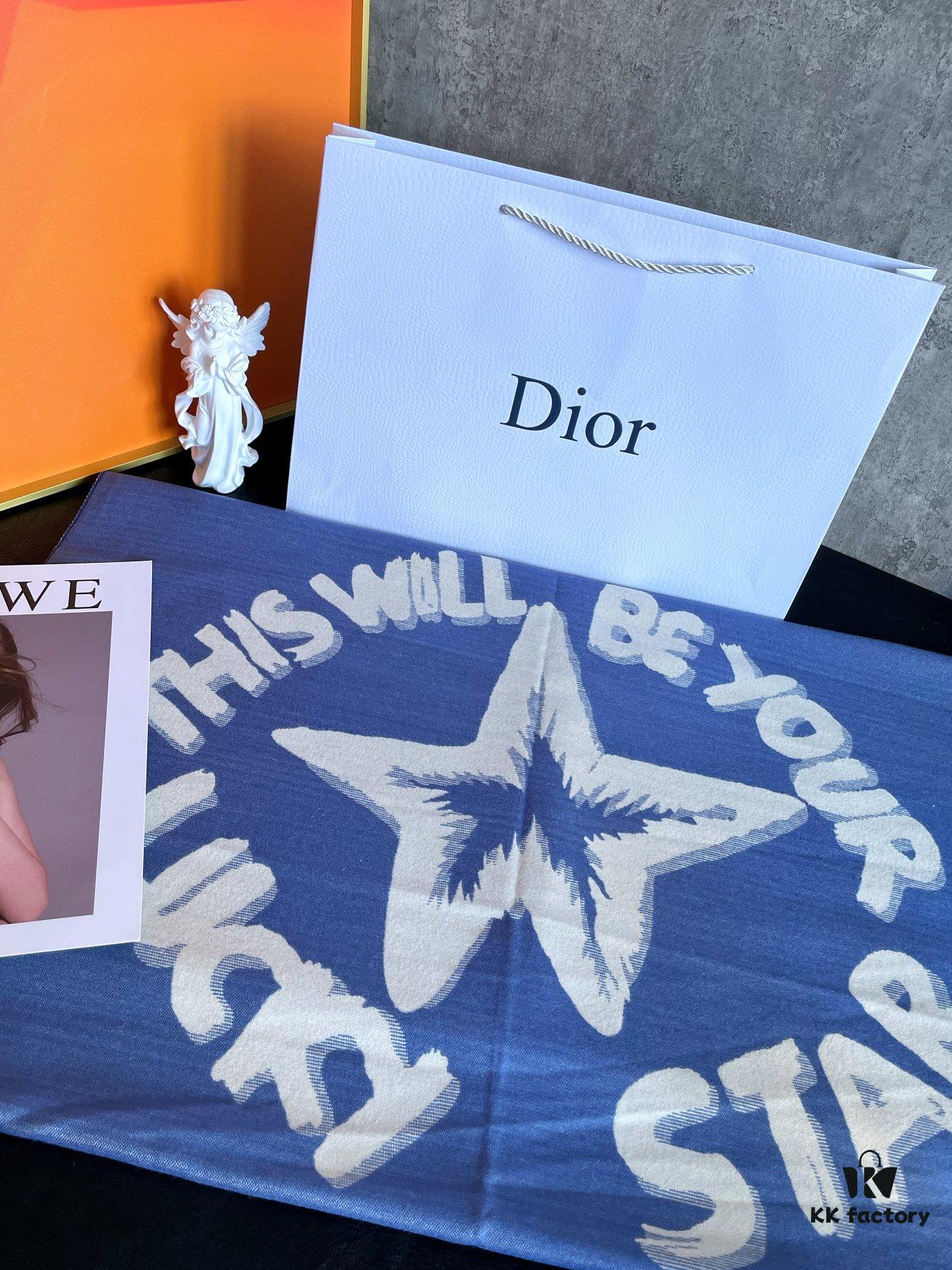 Dior Blue Five-Star Patchwork Scarf