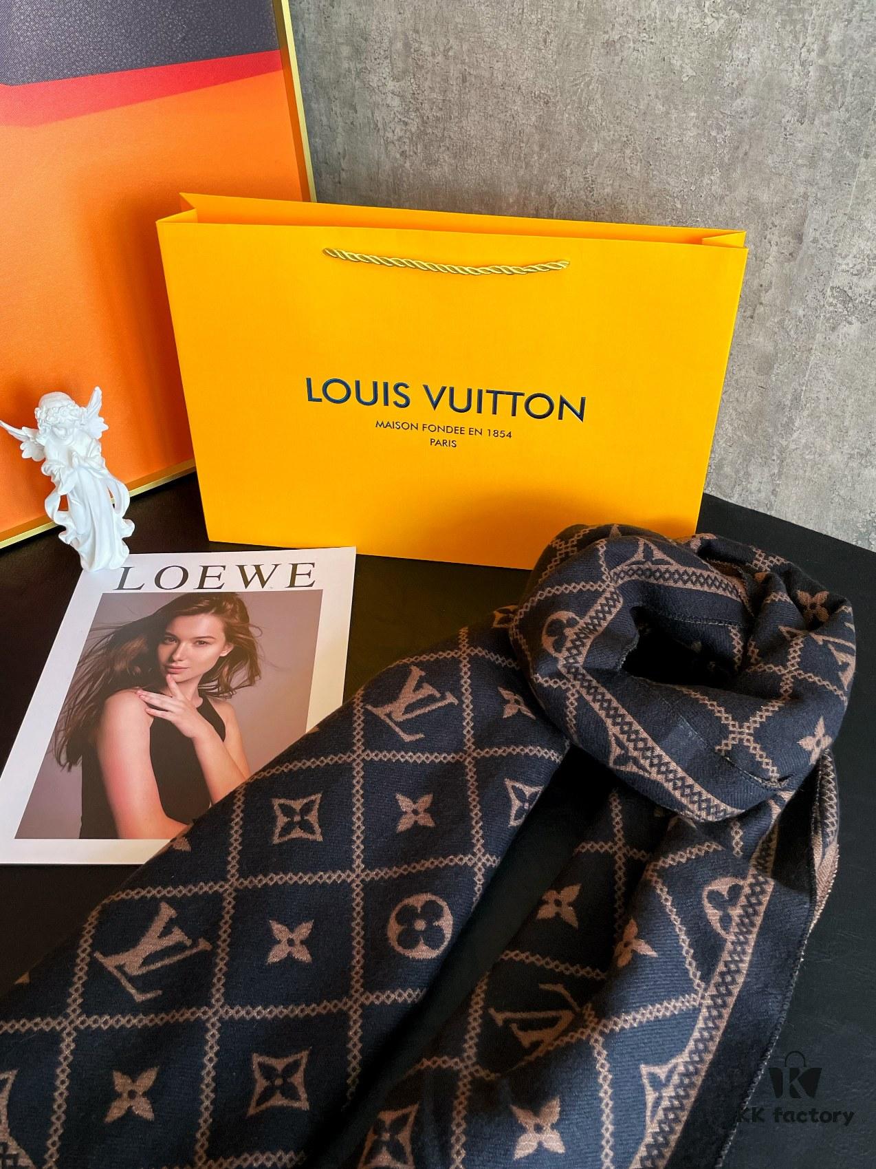LV Monogram Double-Sided Cashmere Scarf in Black