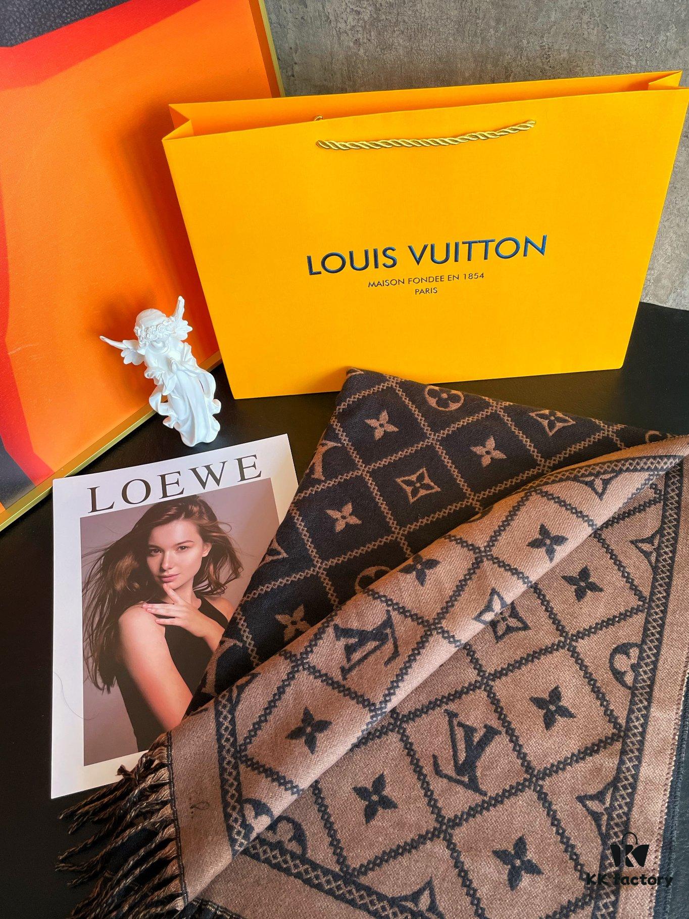 LV Monogram Double-Sided Cashmere Scarf in Black