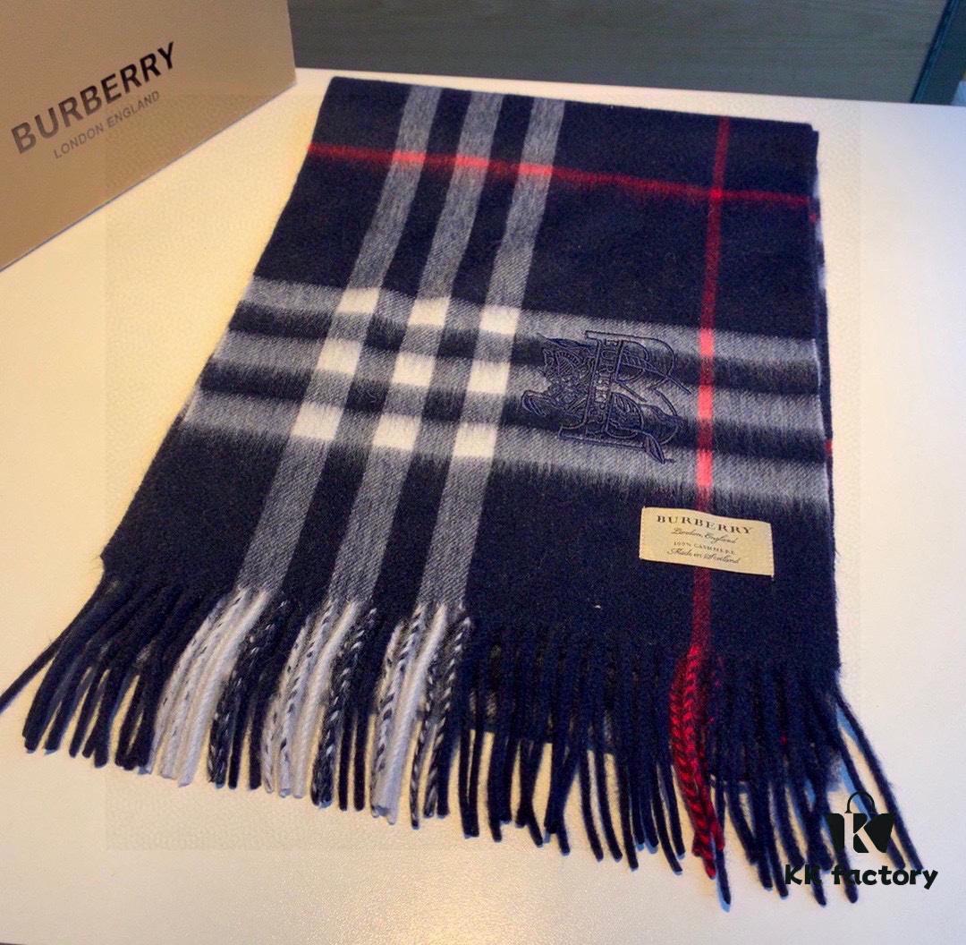 Authentic Top Version Heavyweight 100% Premium Cashmere Scarf with Full Packaging - New Launch from Burberry Official Website (New Mare Logo Design), Classic Check Pattern Unisex Scarf