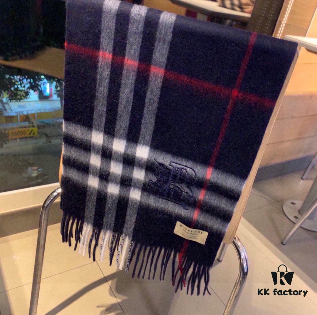 Authentic Top Version Heavyweight 100% Premium Cashmere Scarf with Full Packaging - New Launch from Burberry Official Website (New Mare Logo Design), Classic Check Pattern Unisex Scarf