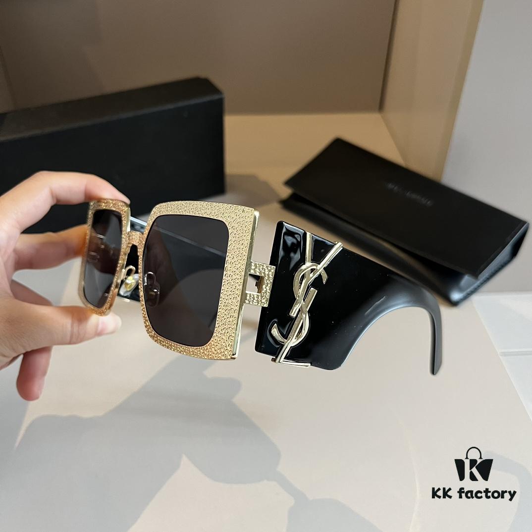 YSL Saint Laurent Sunglasses, absolutely in love, the aura when worn is perfectly captured, extremely slimming for the face, large-frame yet surprisingly lightweight, with just the right temple curvature for a comfortable, feather-light fit!