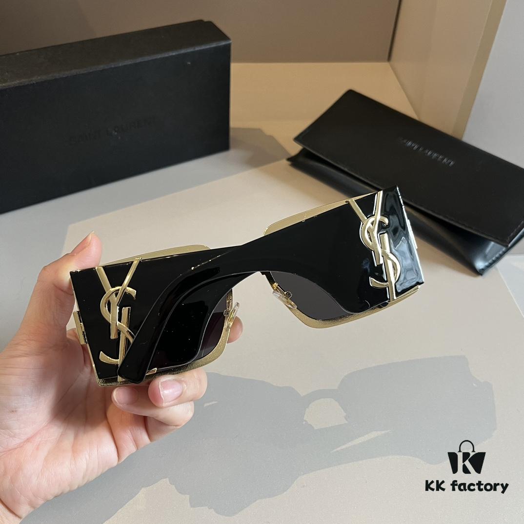YSL Saint Laurent Sunglasses, absolutely in love, the aura when worn is perfectly captured, extremely slimming for the face, large-frame yet surprisingly lightweight, with just the right temple curvature for a comfortable, feather-light fit!