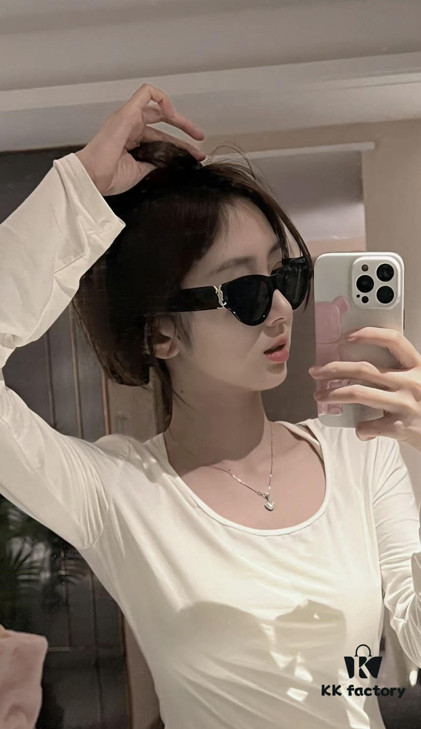 YSL Saint Laurent 2023 New Arrival SLM94 Gold Black Sunglasses