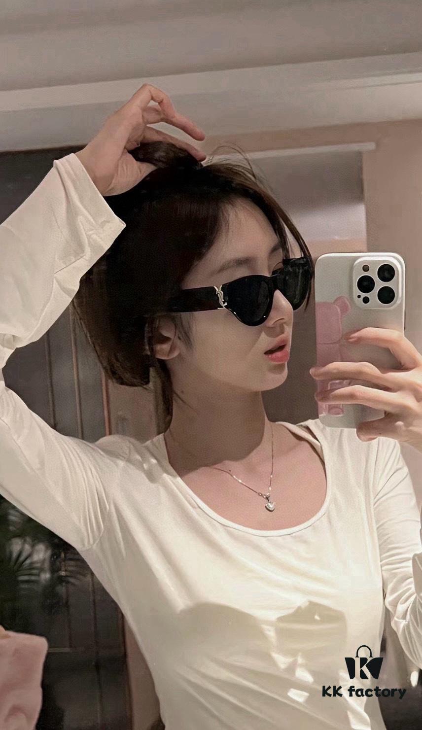 YSL Saint Laurent 2023 New Arrival SLM94 Gold Black Sunglasses