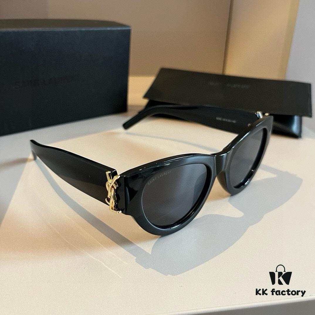 YSL Saint Laurent 2023 New Arrival SLM94 Gold Black Sunglasses